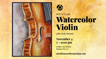 Watercolor Violin Pop-up class via ZOOM